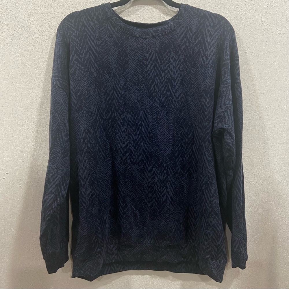 Athleta Pullover Sweatshirt Top Women's Size L Charcoal‎ Gray Black Chevron Soft